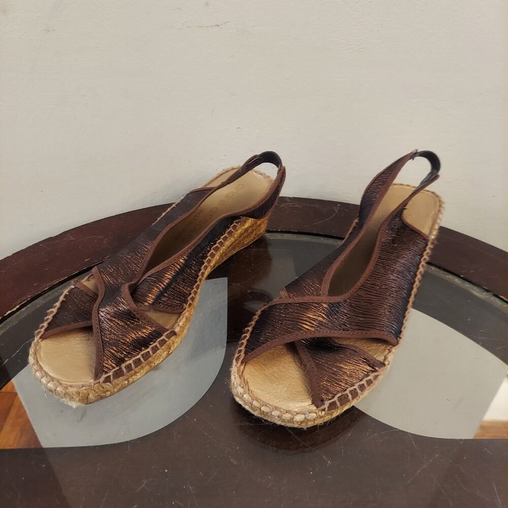 Andre Assous Women's US 7 Copper & Beige Espadrille Sandals